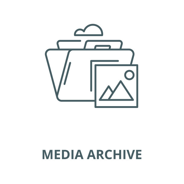 媒体存档矢量线图标、线形概念、轮廓符号、符号图片下载