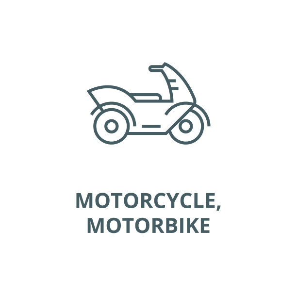 摩托车，摩托车矢量线图标，线性概念，轮廓符号，符号图片下载