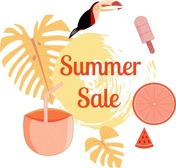 夏天的设计。旗帜模板。图片下载