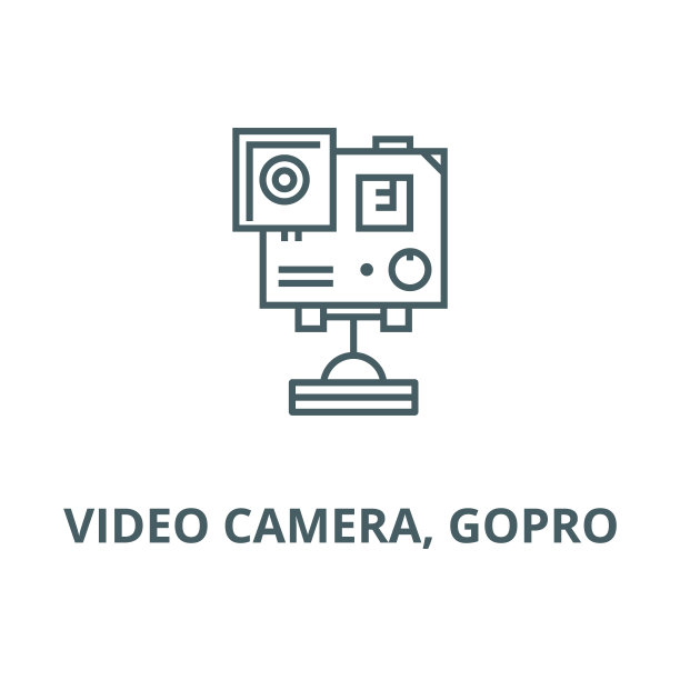 摄像机GoPro矢量线条图标图片下载