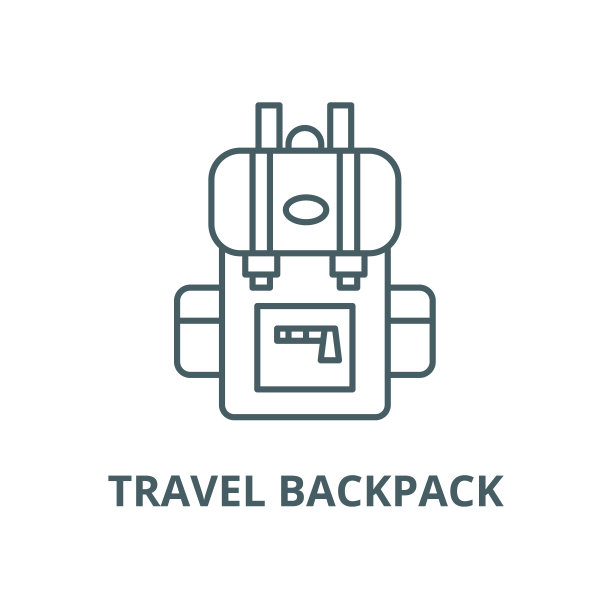 旅行背包矢量线图标，线性概念，轮廓标志，符号图片下载