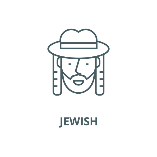 犹太矢量线条图标，线性概念，轮廓符号图片下载