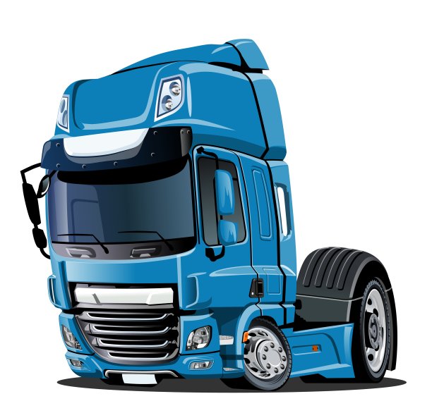 卡通半卡车孤立的白色背景图片下载
