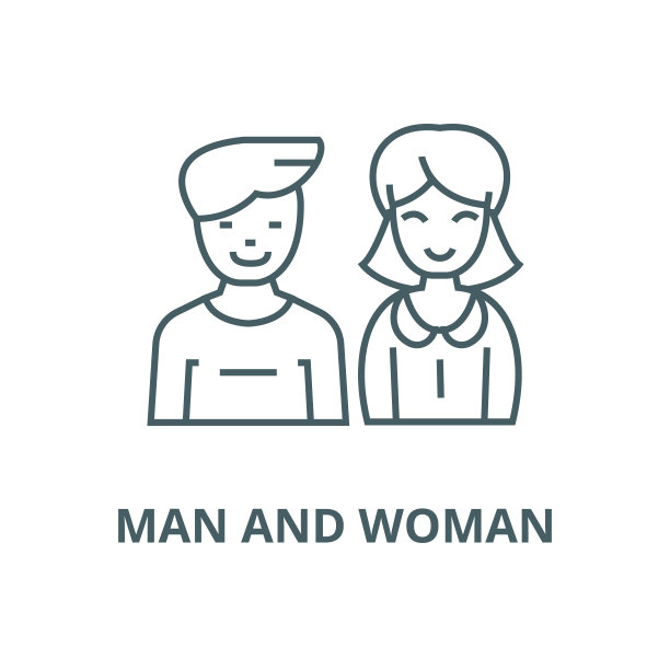男人和女人，矢量线图标，线性概念，轮廓符号，符号图片下载