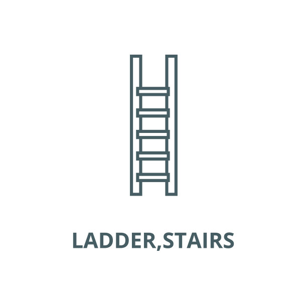 梯子，楼梯矢量线图标，线性概念，轮廓符号，符号图片下载