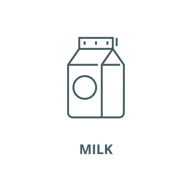 牛奶矢量线图标，线性概念，轮廓符号，符号图片下载