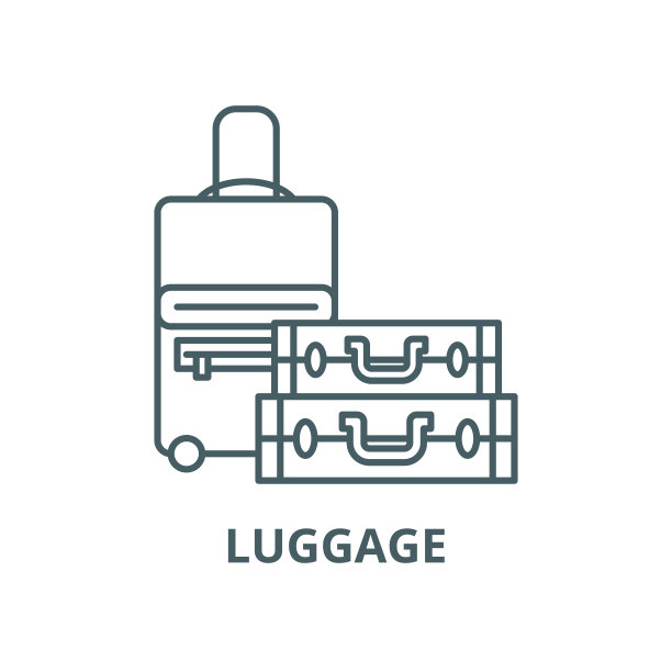 行李矢量线图标，线性概念，轮廓标志，符号图片下载