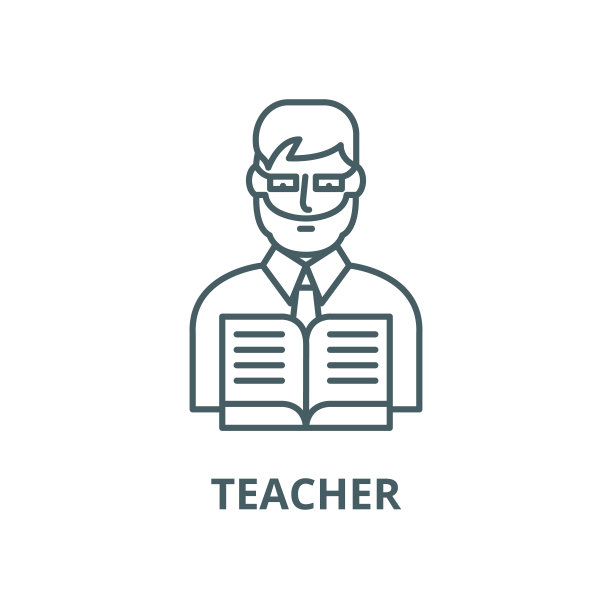 教师矢量线图标、线形概念、轮廓符号、符号图片下载