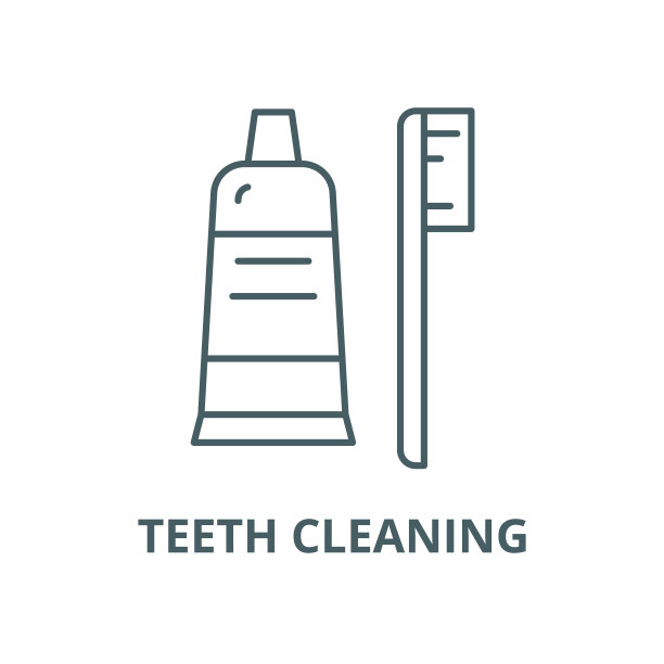 牙齿清洁矢量线图标，线性概念，轮廓符号，符号图片下载