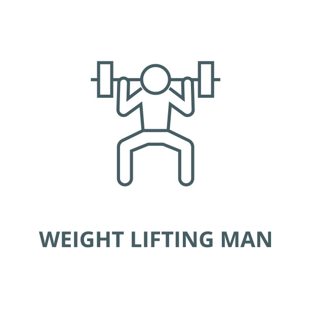 举重人矢量线图标，线性概念，轮廓符号，符号图片下载