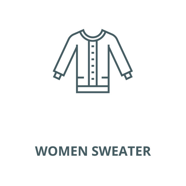女式毛衣矢量线条图标、线性概念、轮廓符号、符号图片下载