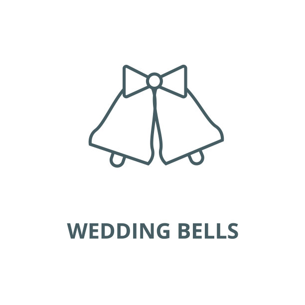 婚礼钟声矢量线图标，线性概念，轮廓符号，符号图片下载