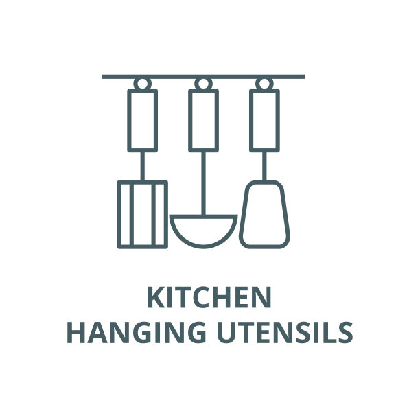 厨房挂具矢量线条图标、线性概念、轮廓符号、符号图片下载