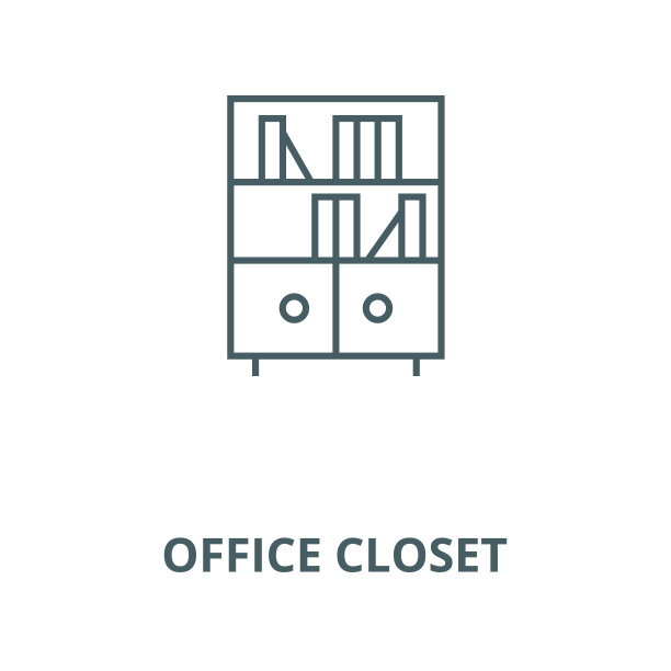 办公室衣柜向量线图标，线性概念，轮廓标志，符号图片下载