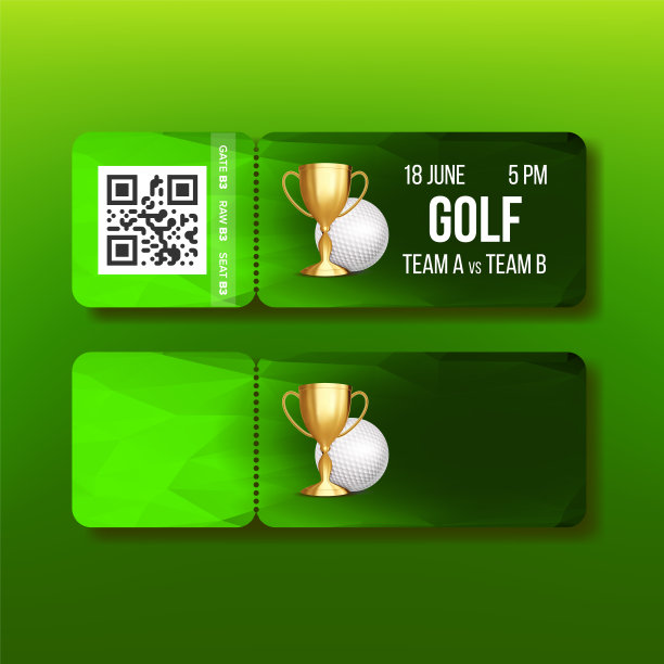 高尔夫球比赛矢量票撕掉优惠券图片下载