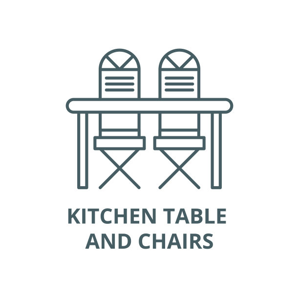厨房桌椅矢量线图标，线性概念，轮廓符号，符号图片下载