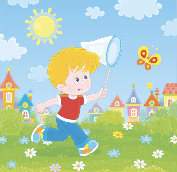 小男孩捉蝴蝶图片下载