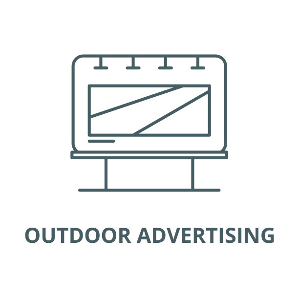 户外广告矢量线图标、线性概念、轮廓标志、符号图片下载