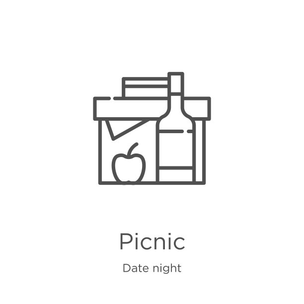 野餐图标矢量从约会之夜收集。细线野餐轮廓图标矢量说明。轮廓，细线野餐图标的网站设计和移动，应用程序开发图片下载