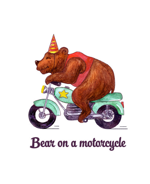 马戏团表演,性能。水彩插画有趣的熊图片下载