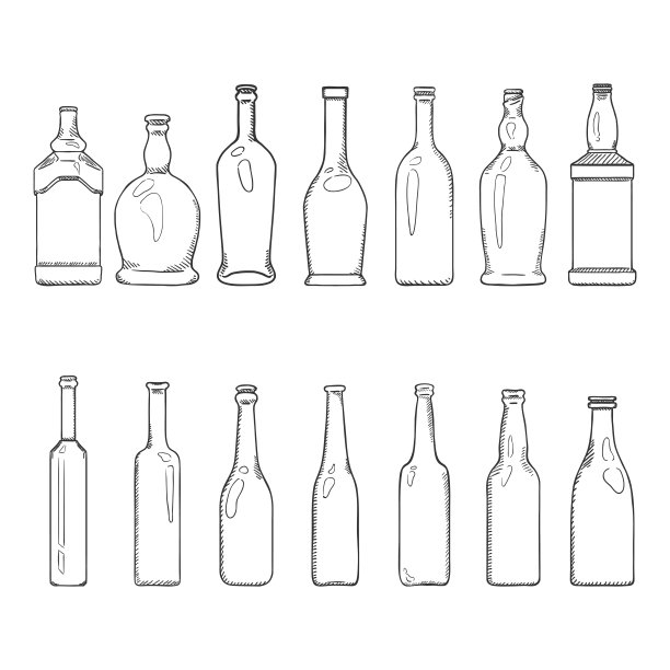 矢量集素描空玻璃瓶插图图片下载