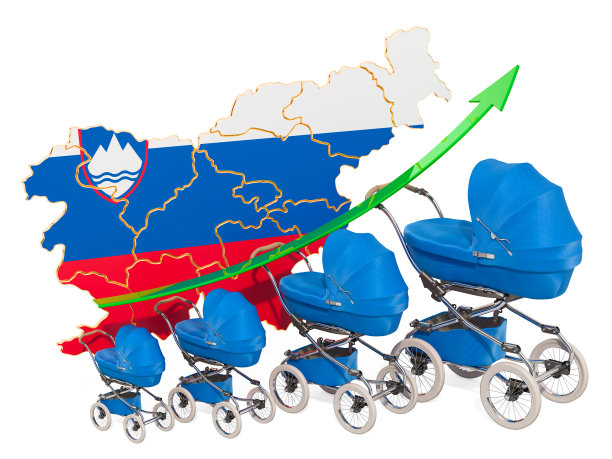 斯洛文尼亚不断增长的出生率，概念。3D渲染孤立的白色背景图片下载