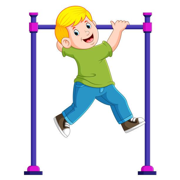 小男孩吊在单杠上图片下载