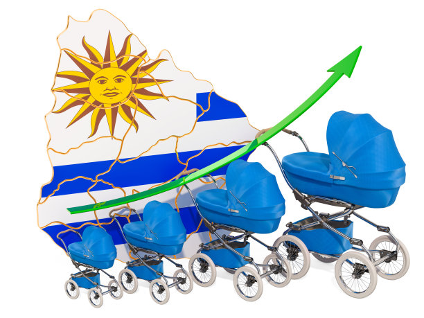 乌拉圭不断增长的出生率，概念。3D渲染孤立的白色背景图片下载