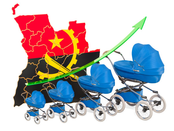 安哥拉不断增长的出生率，概念。3D渲染孤立的白色背景图片下载
