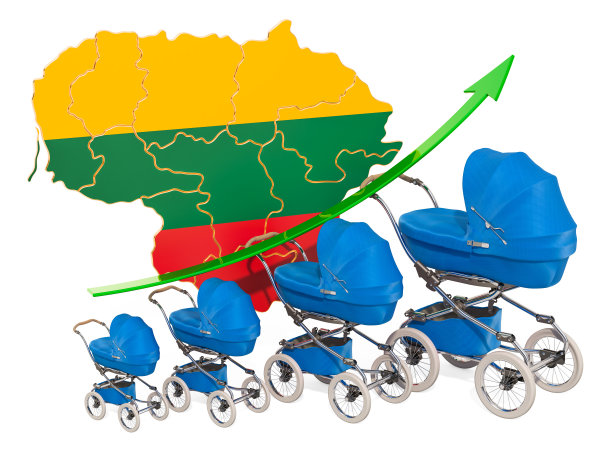 立陶宛不断增长的出生率，概念。3D渲染孤立的白色背景图片下载