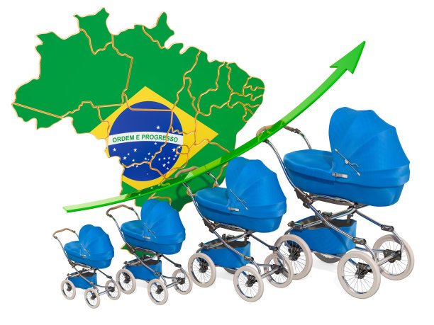 巴西不断增长的出生率，概念。3D渲染孤立的白色背景图片下载