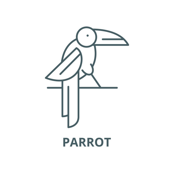 鹦鹉矢量线图标，线性概念，轮廓符号，符号图片下载