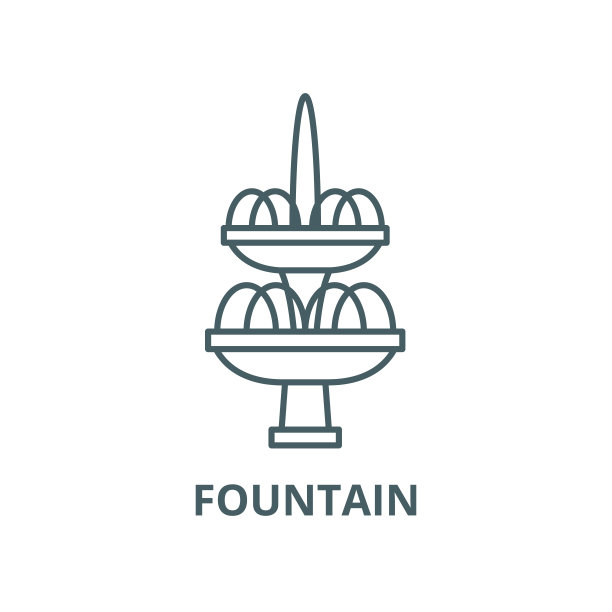 喷泉矢量线图标、线形概念、轮廓符号、符号图片下载