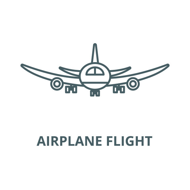 飞机飞行矢量线图标，轮廓概念，线性标志图片下载