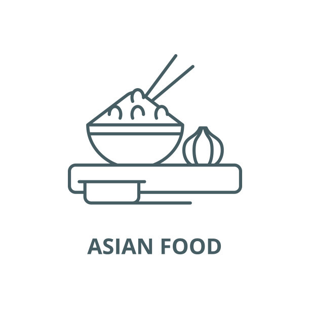 亚洲美食矢量线条图标图片下载