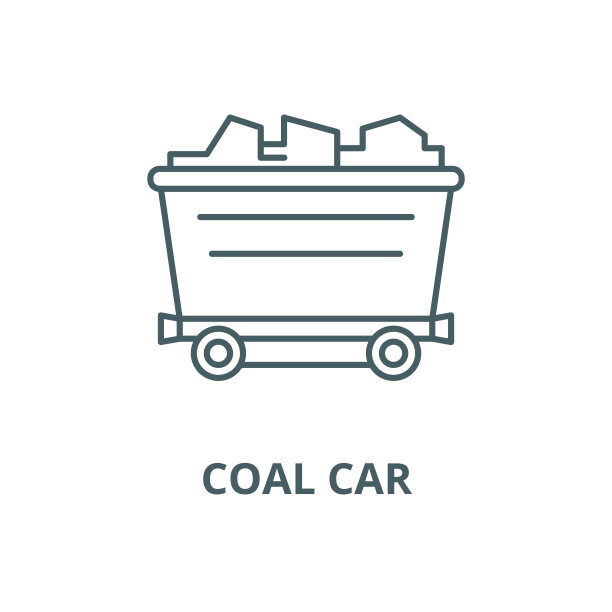 煤车矢量线图标、线形概念、轮廓符号、符号图片下载