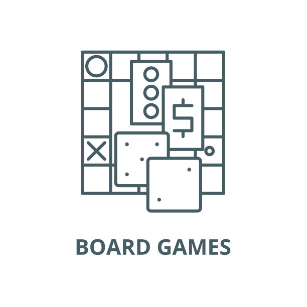 棋盘游戏矢量线图标、线性概念、轮廓符号、符号图片下载