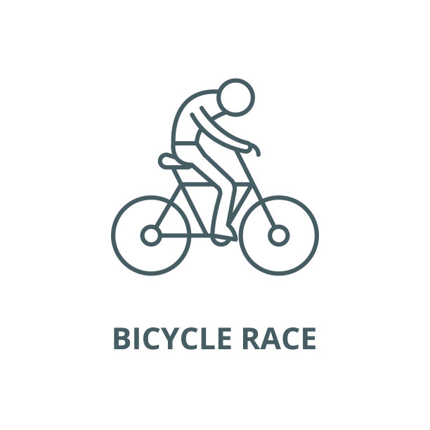 自行车比赛矢量线条图标，线性概念，轮廓标志，符号图片下载