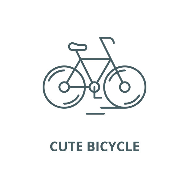 可爱的自行车矢量线图标，线性概念，轮廓符号，符号图片下载