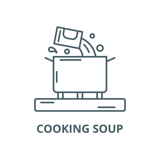 烹饪汤矢量线图标，线性概念，轮廓符号，符号图片下载