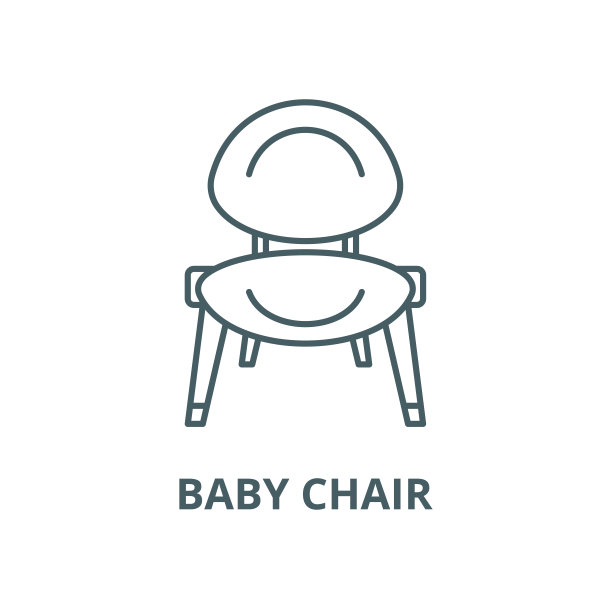 婴儿椅向量线图标，线性概念，轮廓符号，符号图片下载