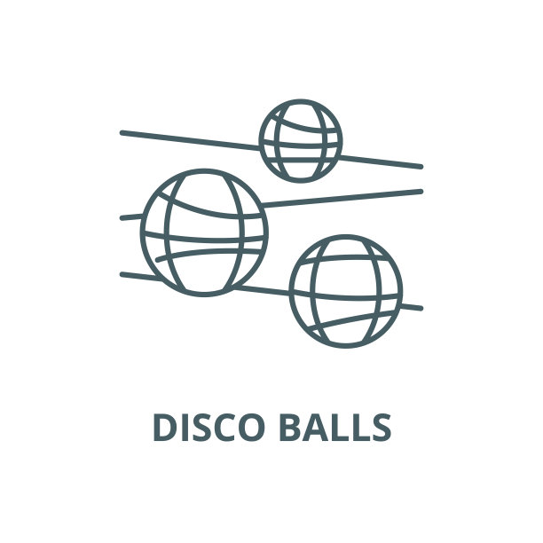 迪斯科球矢量线图标，线性概念，轮廓符号，符号图片下载