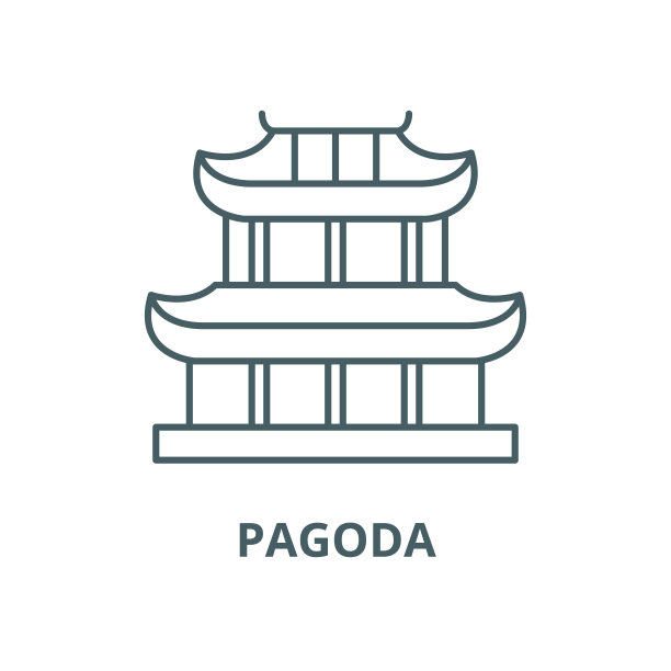 宝塔矢量线图标、线形概念、轮廓符号、符号图片下载