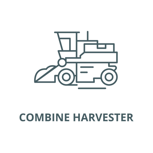 结合收割机矢量线图标，线形概念，轮廓符号，符号图片下载
