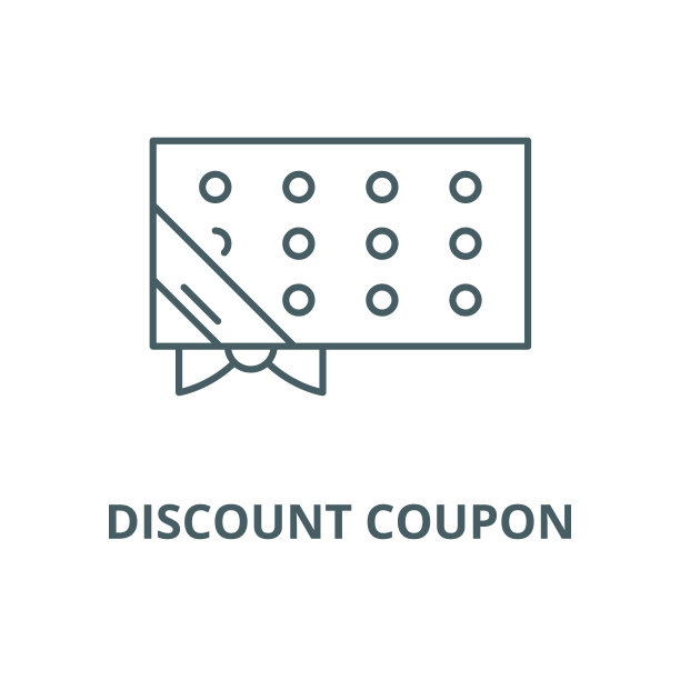 折扣券矢量线图标，线性概念，轮廓符号，符号图片下载