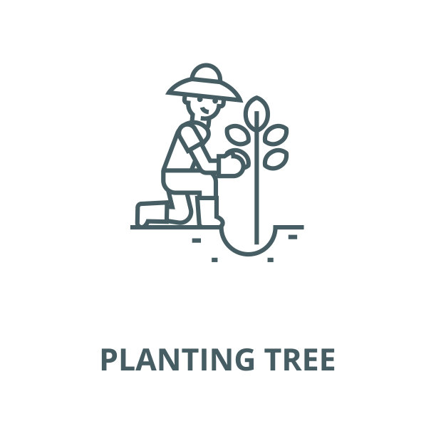 种植树木矢量线条图标图片下载