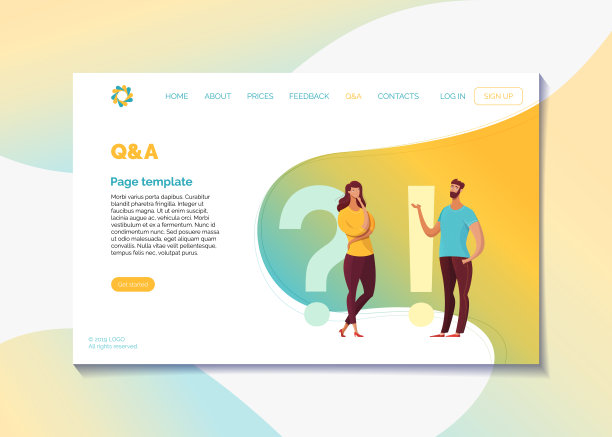 企业网站问答页面平面矢量模板图片下载