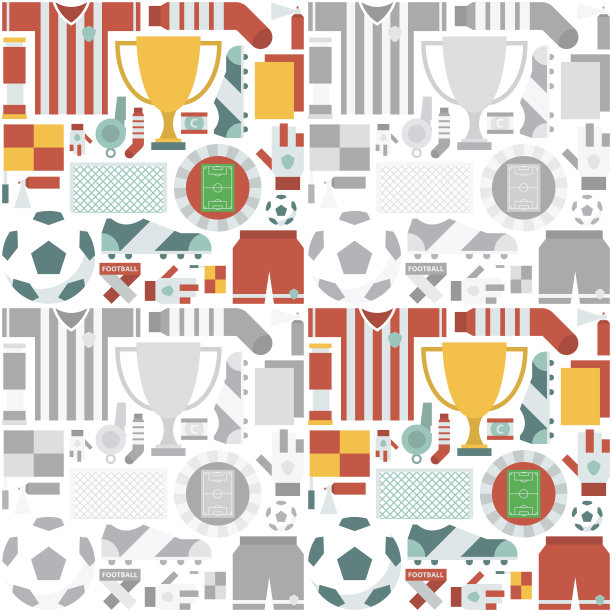 运动图案与足球/足球符号。彩色和灰度背景。图片下载
