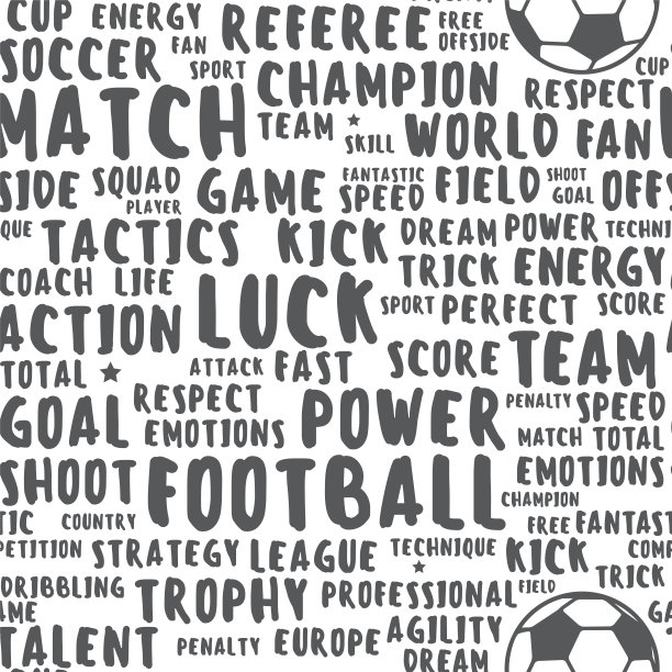 无缝的纹理与足球/足球主题词。图片下载