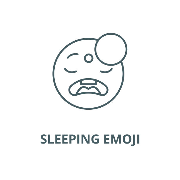 睡眠表情符号矢量线图标，线性概念，轮廓符号，符号图片下载